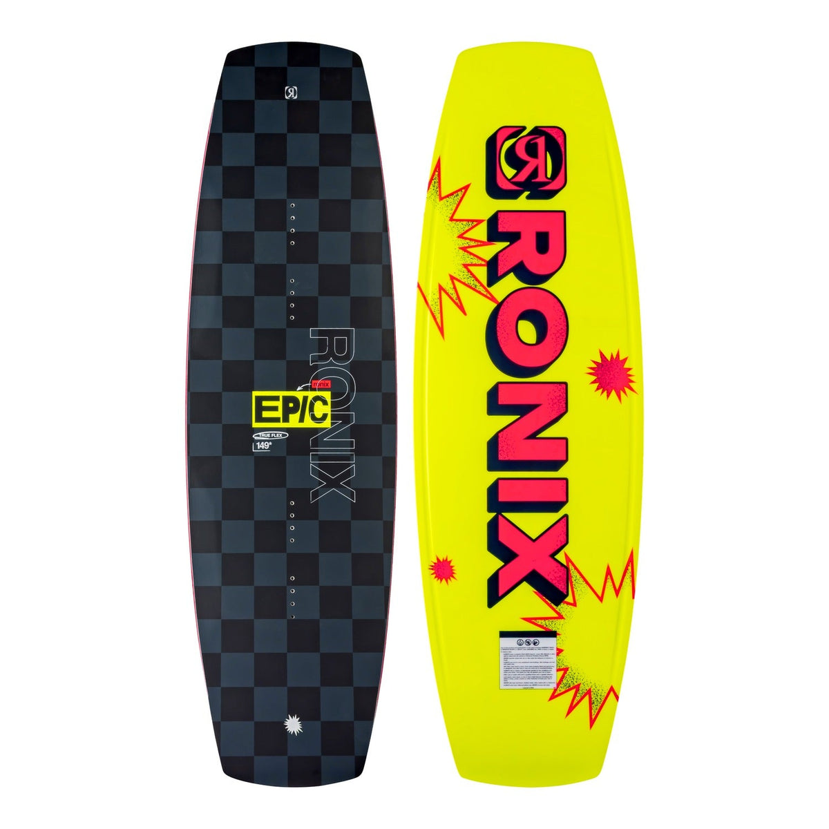 2027 Ronix Epic Wakeboard Black / Yellow / Pop Art — topsheet and base together