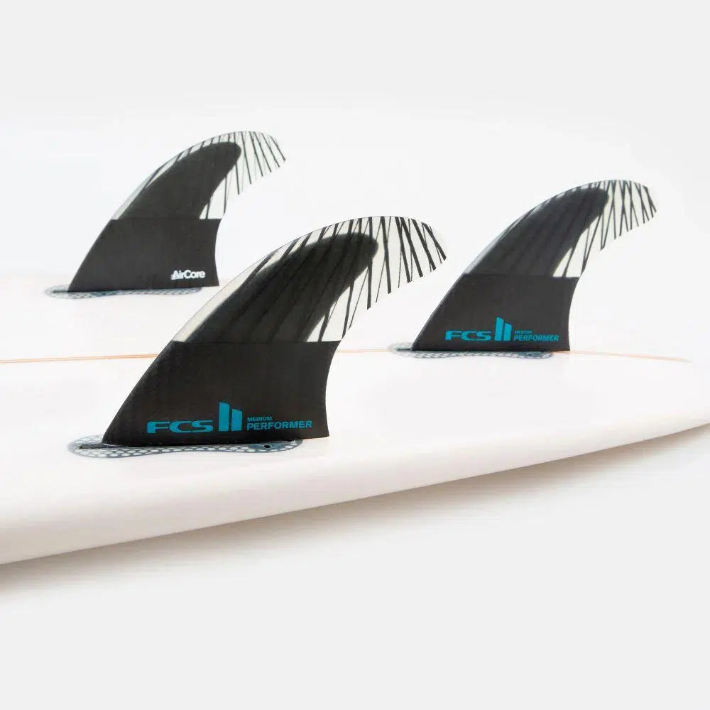 FCS II Performer PC Carbon Tri Fins - Black/Teal