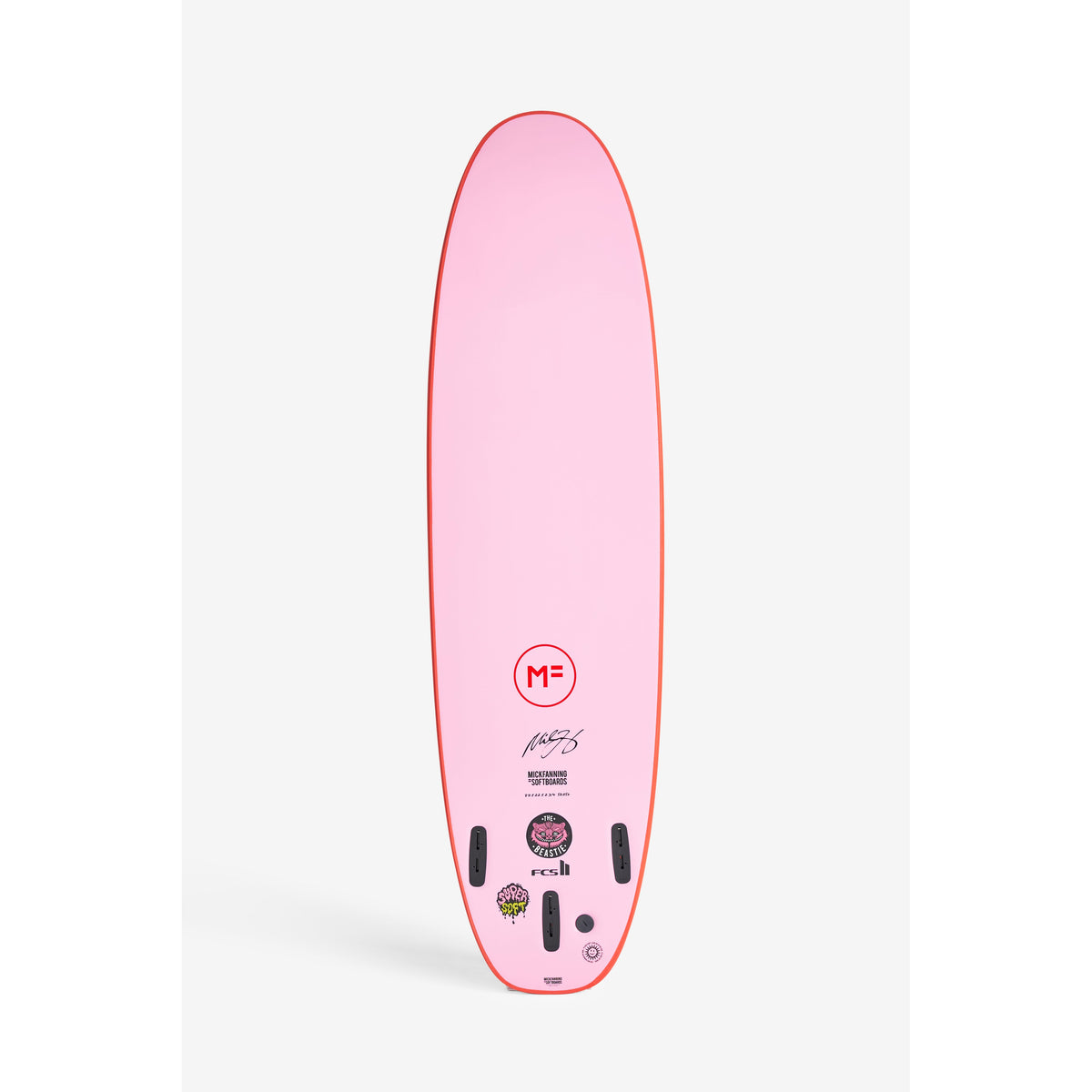 2026 MF Beastie Super Soft Red/Pink — slick bottom with FCS II fin boxes