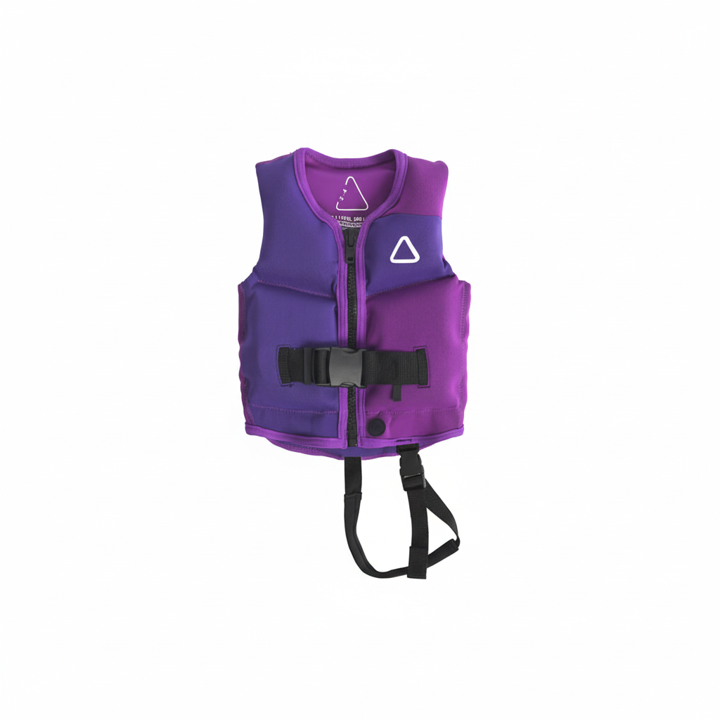 Purple infant wakeboard vest on white background