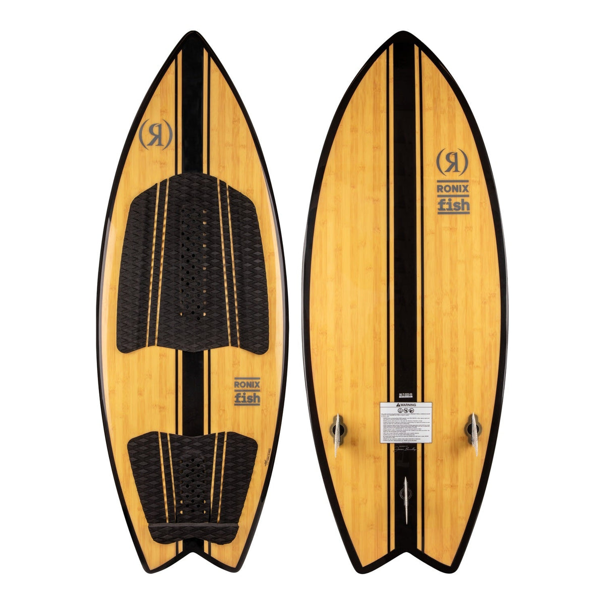 2027 Ronix Koal Classic Fish Wakesurf Glossy Bamboo / Black — topsheet and base together