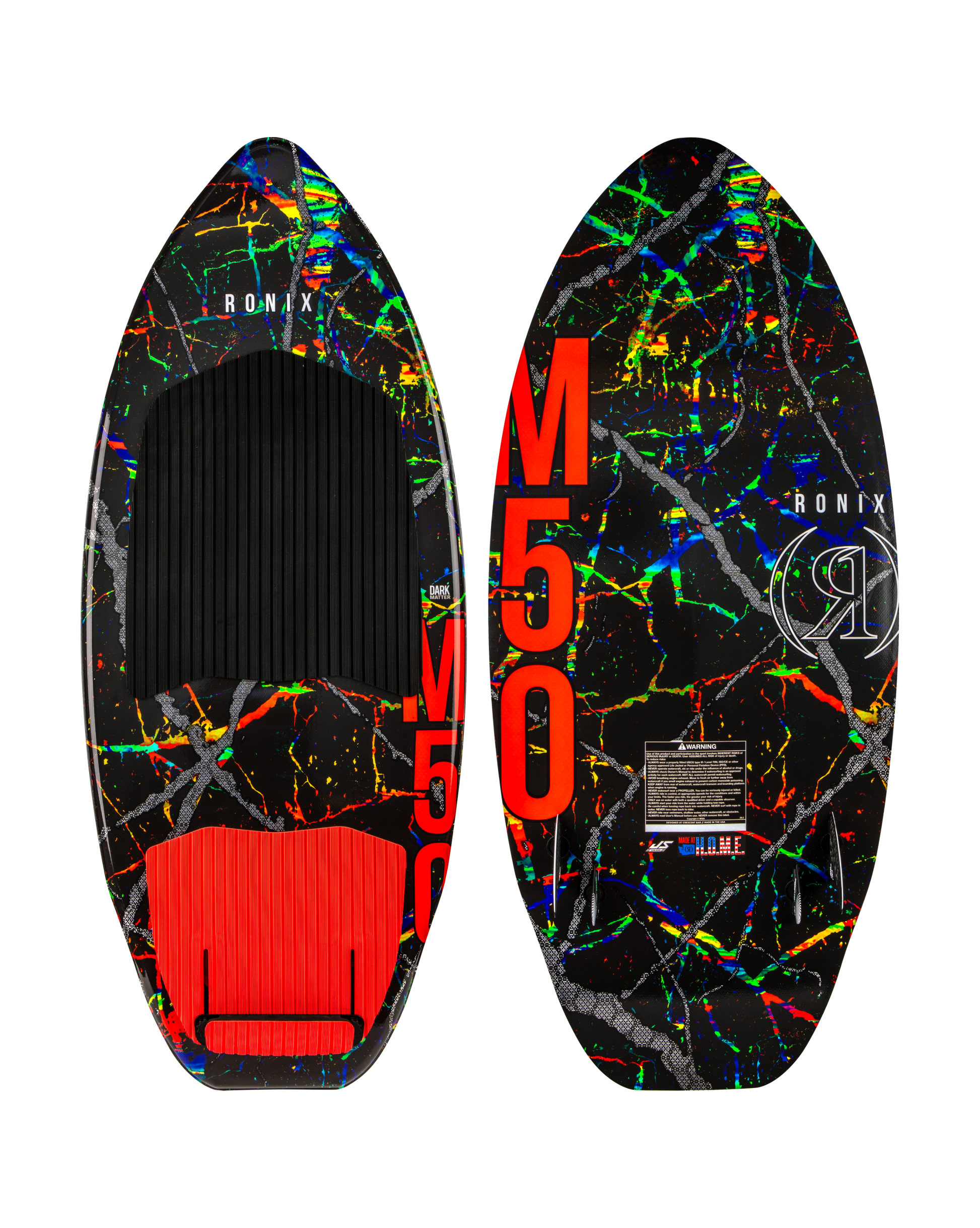 2027 Ronix M50 Dark Matter Wakesurf Distressed Color Palette — topsheet and base together