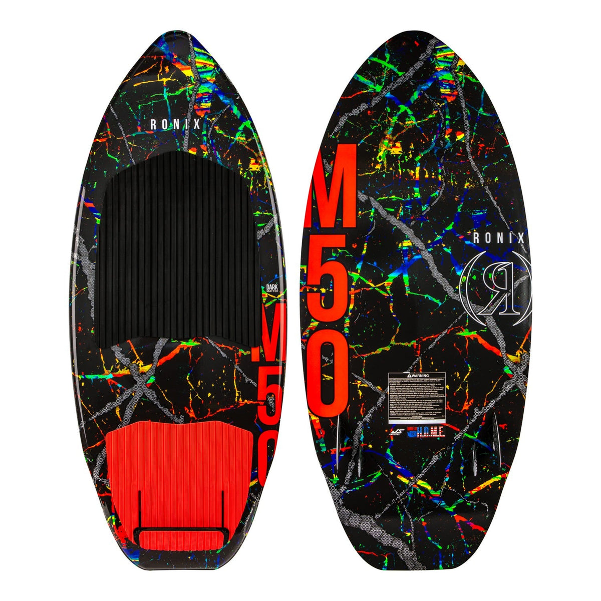 2027 Ronix M50 Dark Matter Wakesurf Distressed Color Palette — topsheet and base together