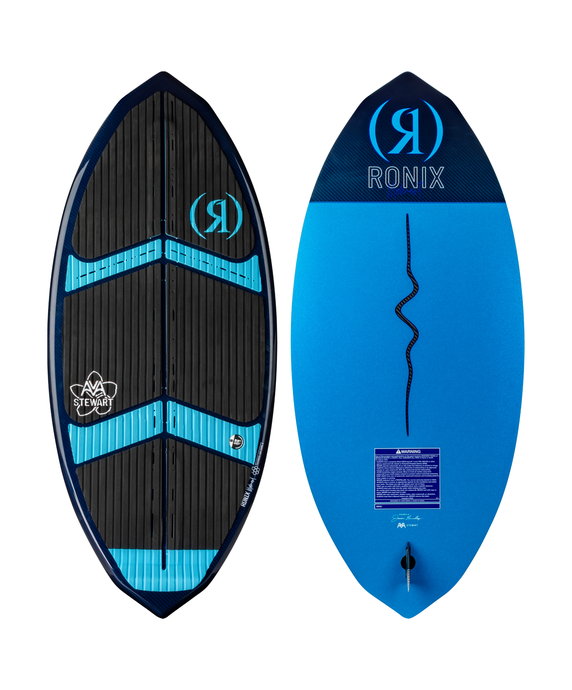 2027 Ronix Womens Moment Carbon Air Core 4 Skimmer Wakesurf Aqua — topsheet and base together