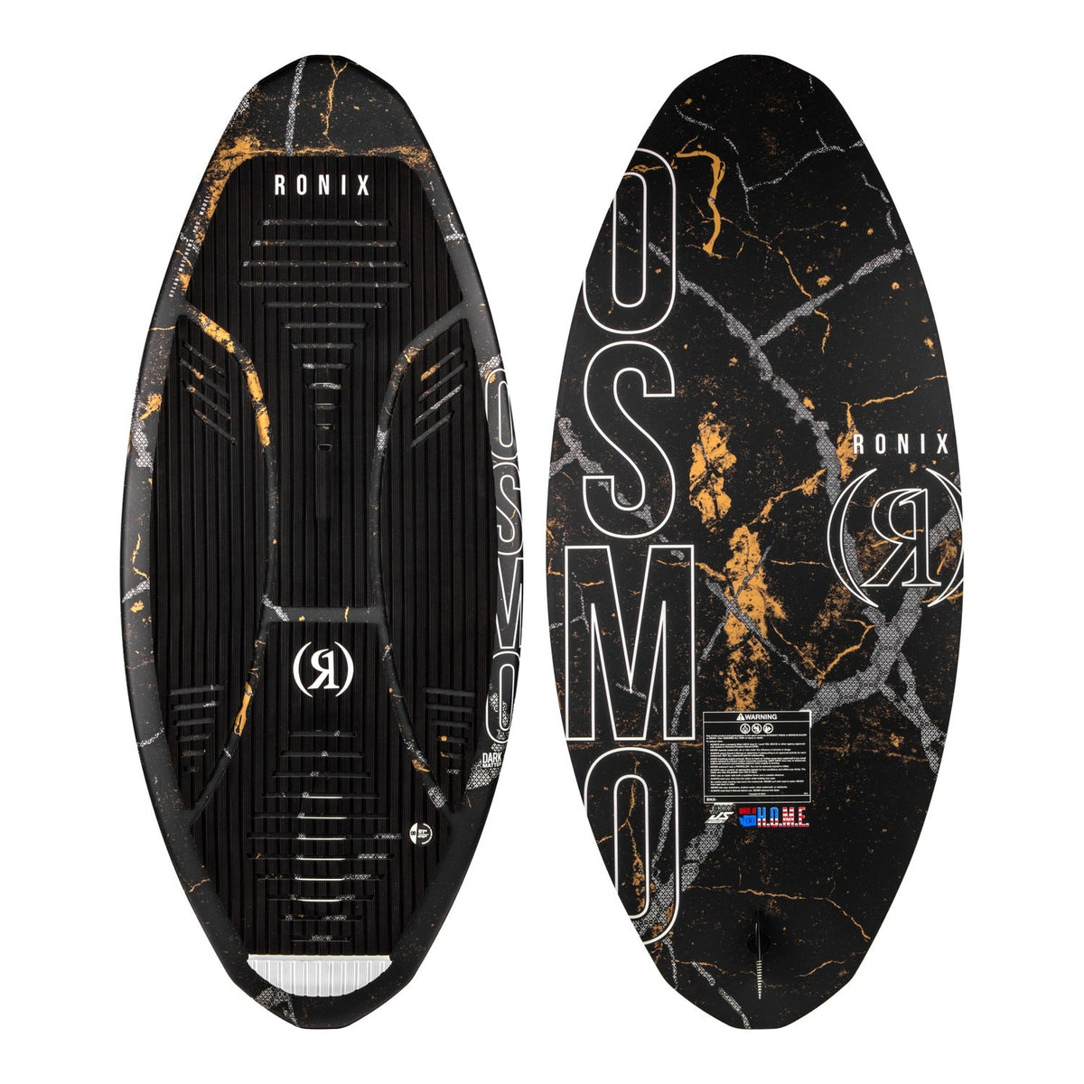 2027 Ronix Osmo Skimmer Dark Matter Wakesurf Black / Gold Treasure — topsheet and base together