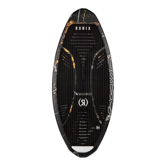 2027 Ronix Osmo Skimmer Dark Matter Wakesurf Black / Gold Treasure — topsheet with EVA and rubber traction