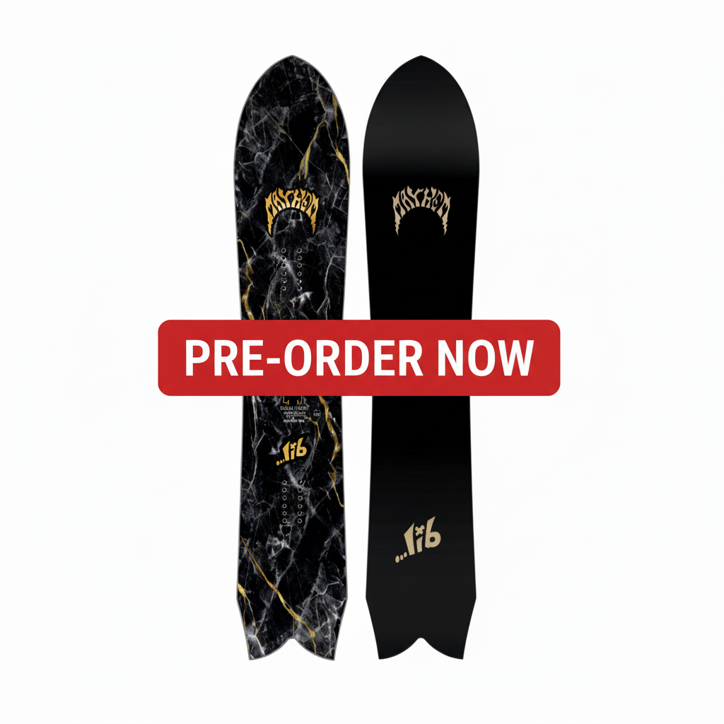 Snowboard with PRE-ORDER NOW watermark