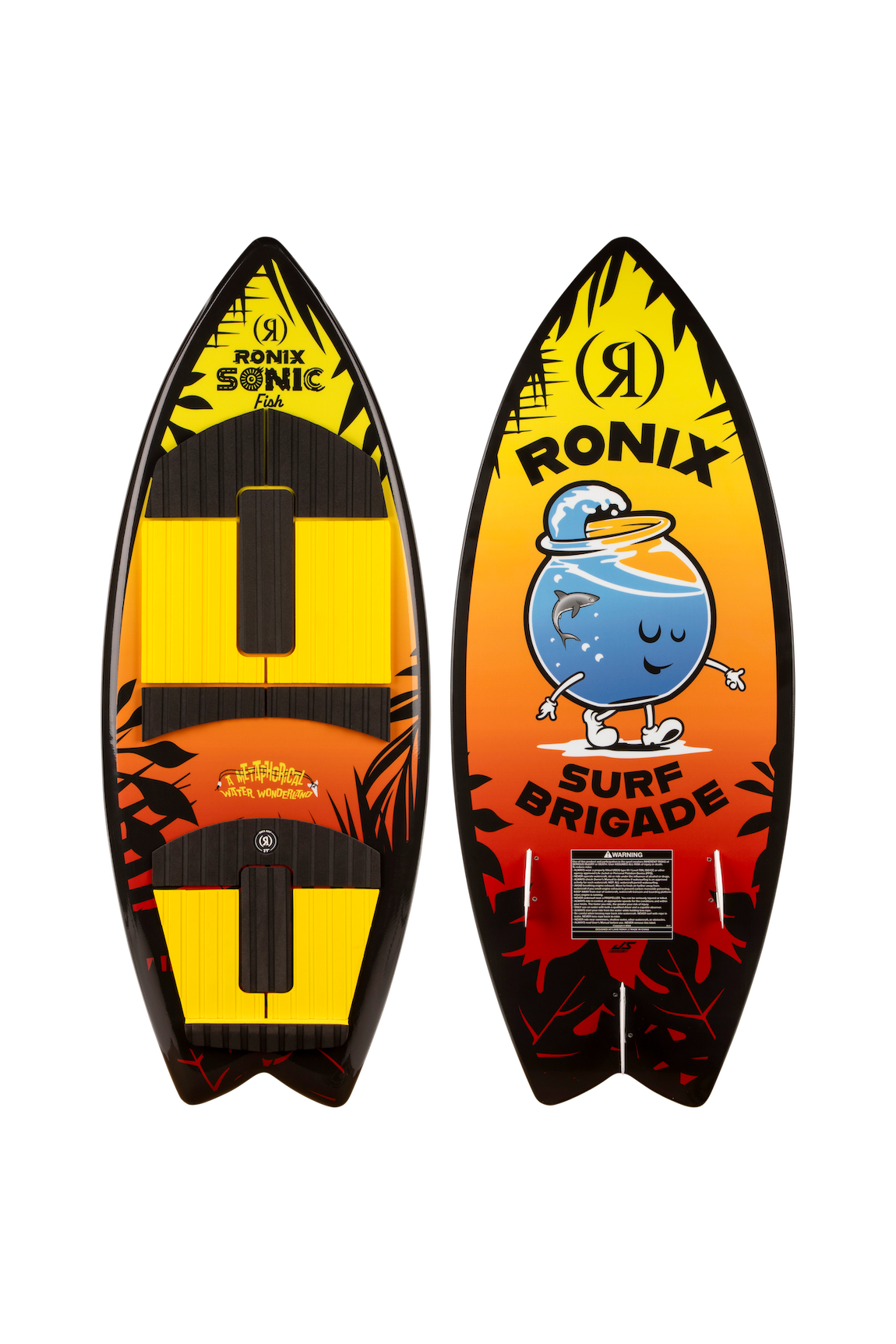 2027 Ronix Sonic Boys Fish Wakesurf Sunset Splash — topsheet and base together