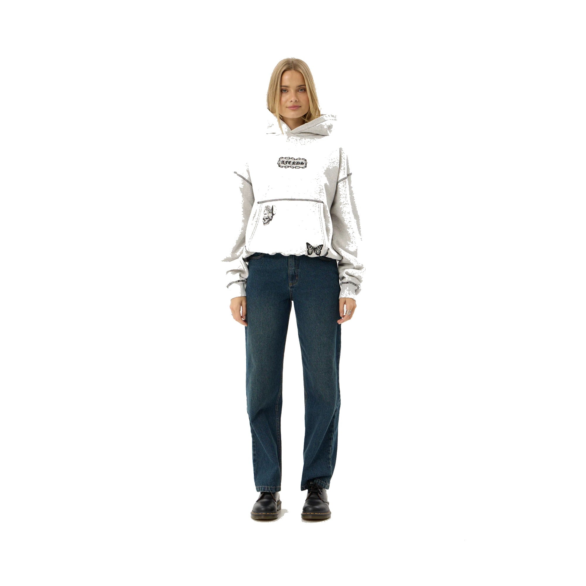 Afends Spiritual Distressed Boxy Hood - Grey Marle