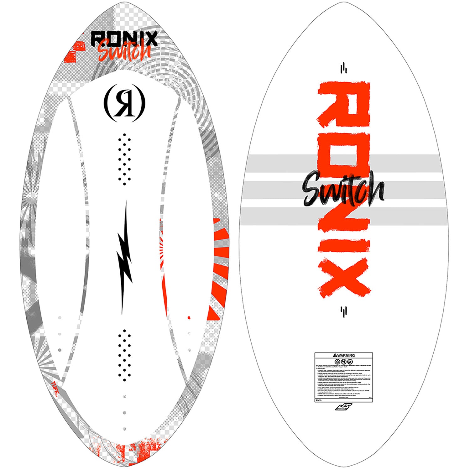 2027 Ronix Kids Switch Tuff Tech Skimmer Wakesurf Textured White / Orange — topsheet