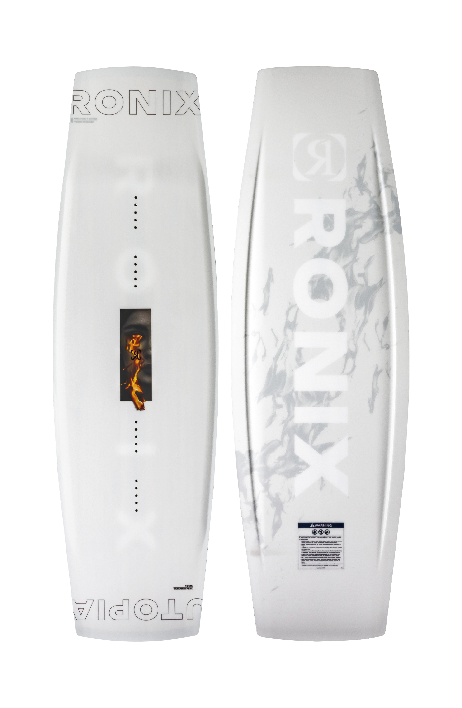 2027 Ronix Utopia Wakeboard White Fire — topsheet and base together
