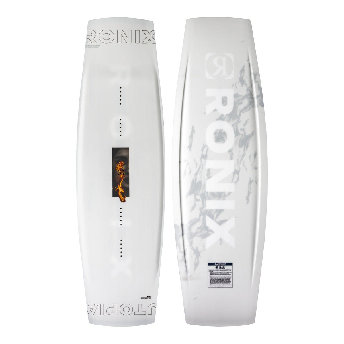 2027 Ronix Utopia Wakeboard White Fire — topsheet and base together