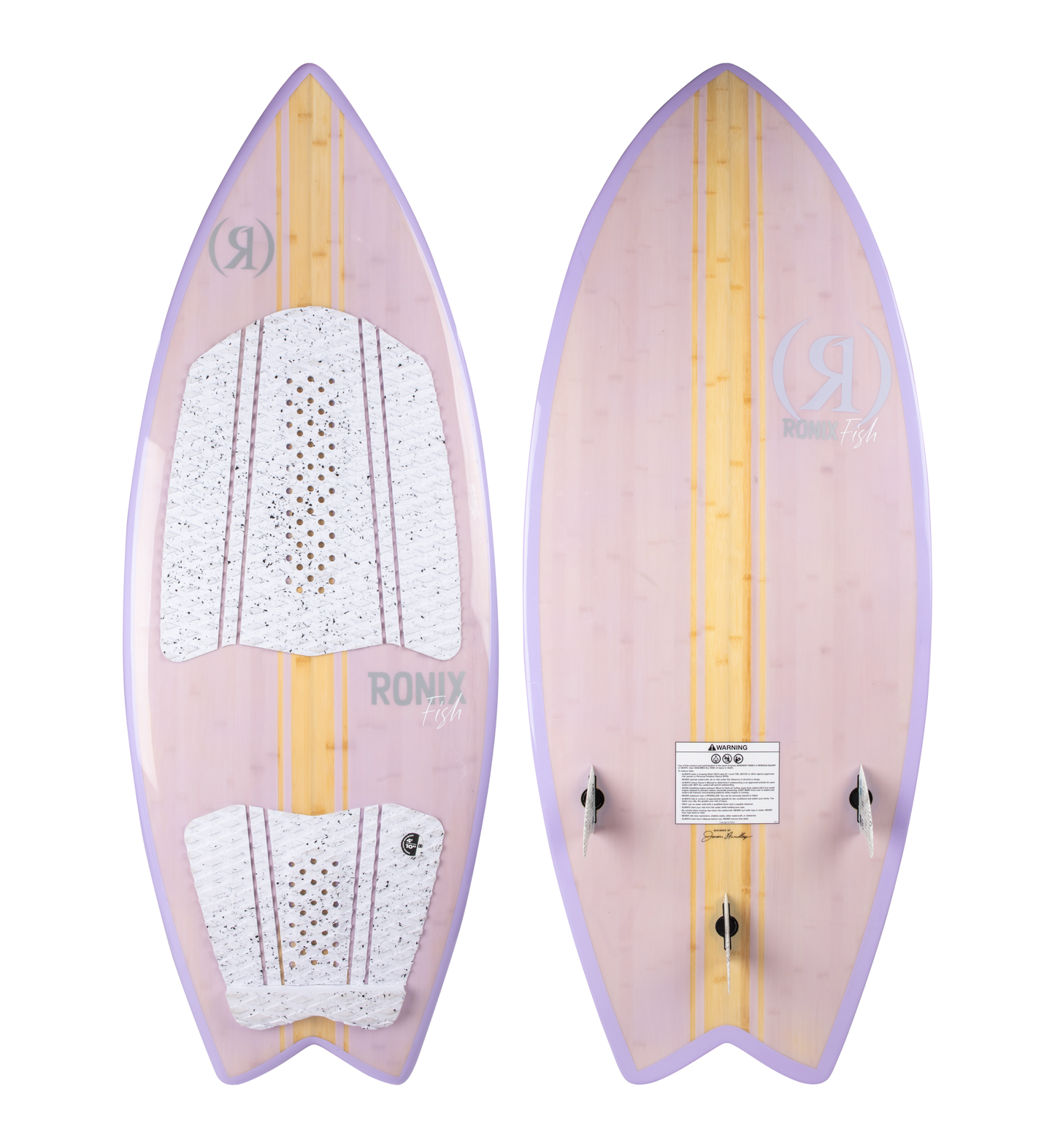 2027 Ronix Womens Koal Classic Fish Wakesurf Glossy Lilac Bamboo — topsheet and base together