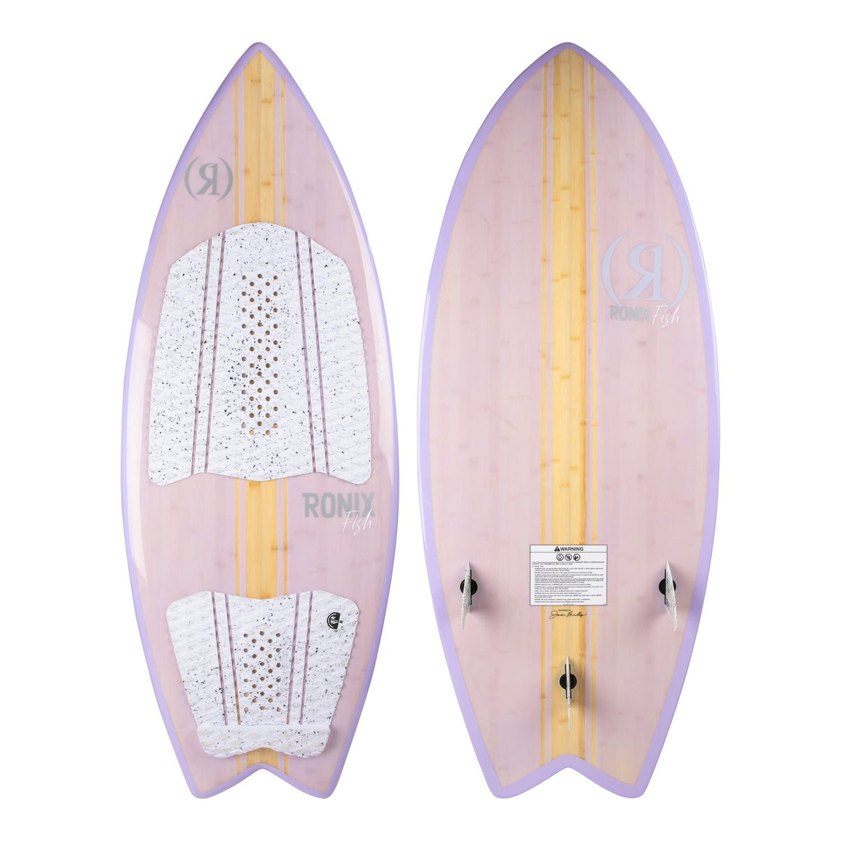 2027 Ronix Womens Koal Classic Fish Wakesurf Glossy Lilac Bamboo — topsheet and base together