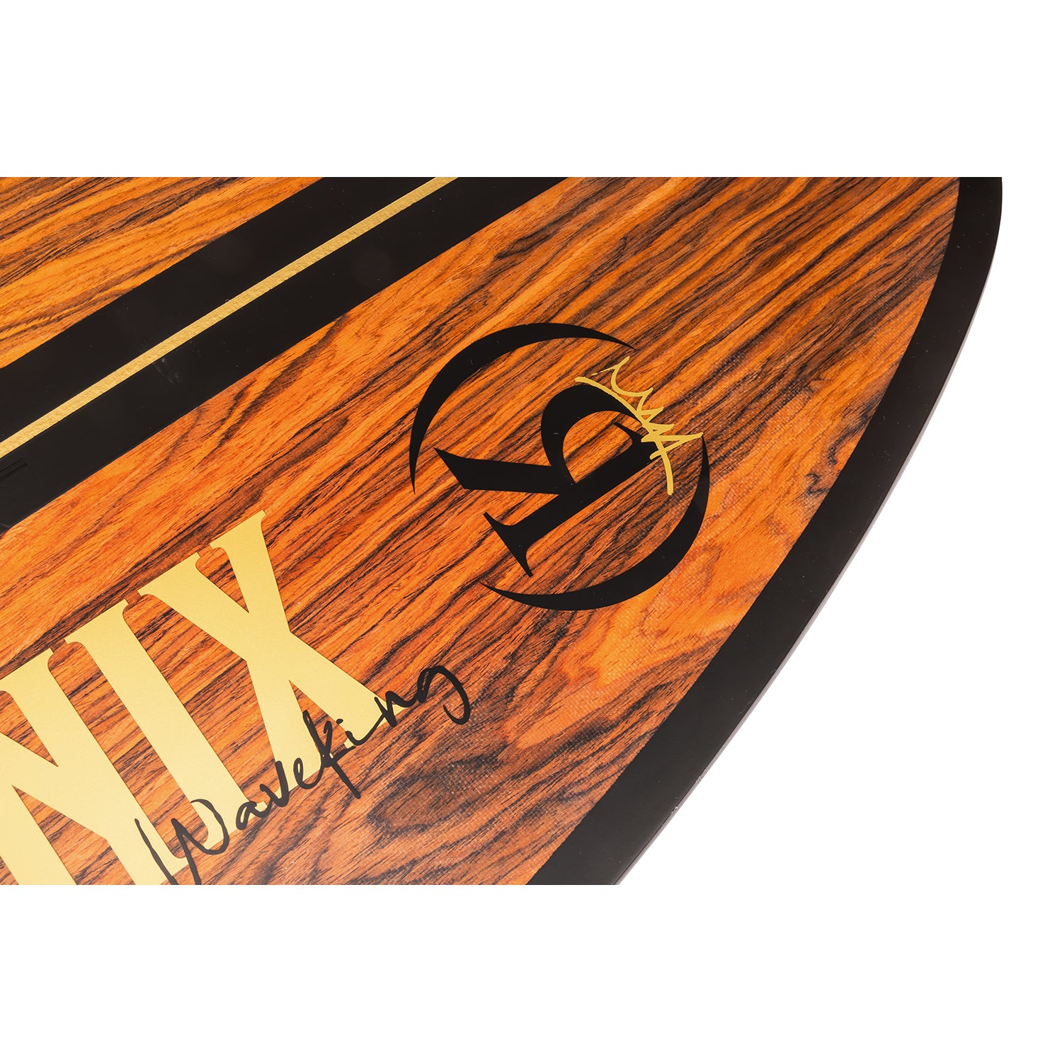 2027 Ronix Wave King Skimmer Wakesurf Maple / Black — nose graphic and rail detail