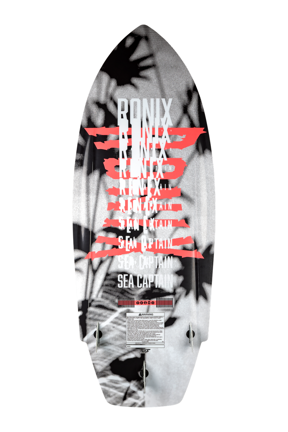 2027 Ronix Womens Sea Captain Tuff Tech Wakesurf Black / Pink — base with thruster fins