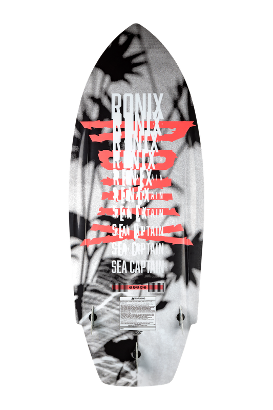 2027 Ronix Womens Sea Captain Tuff Tech Wakesurf Black / Pink — base with thruster fins