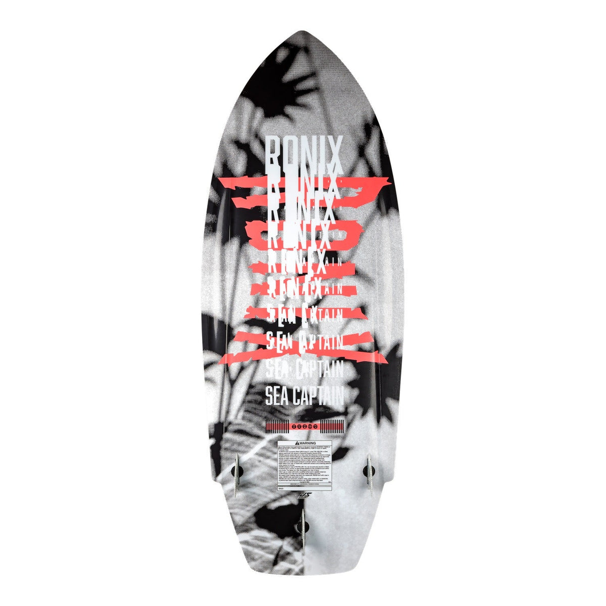 2027 Ronix Womens Sea Captain Tuff Tech Wakesurf Black / Pink — base with thruster fins